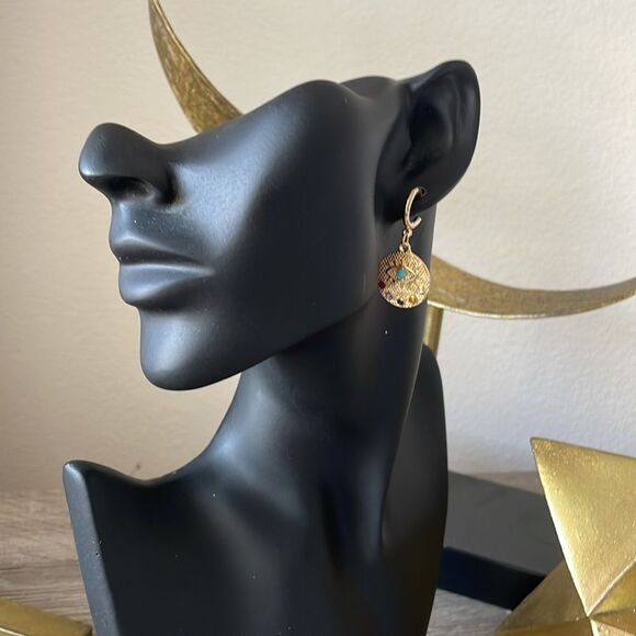 Eye Earrings Multicolor Stones N1056 - Picture 4 of 4